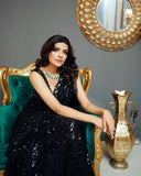 New Block Buster Bollywood Sequins 5mm Design Black Saree for women-SHYA001BS