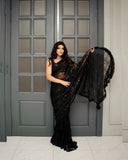 New Block Buster Bollywood Sequins 5mm Design Black Saree for women-SHYA001BS