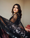 New Block Buster Bollywood Sequins 5mm Design Black Saree for women-SHYA001BS