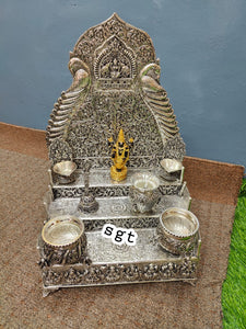 Vijayanagari , elegant Silver Singasan With Lord Balaji Idol and Puja Articles Combo-SILL001SC