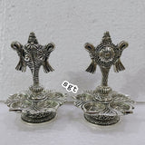 Pair of 2 Antique Silver finish Shanku Chakra Deepam -SILL001SCD