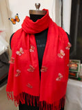 Red Premium Branded Butterfly Palla Concept Cashmere Wool Stole-GARI001PSR