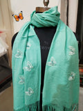 Agave blue  Premium Branded Butterfly Palla Concept Cashmere Wool Stole-GARI001PSAB