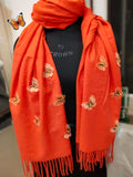Orange Premium Branded Butterfly Palla Concept Cashmere Wool Stole-GARI001PSO