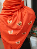 Orange Premium Branded Butterfly Palla Concept Cashmere Wool Stole-GARI001PSO