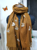 Brown Premium Branded Butterfly Palla Concept Cashmere Wool Stole-GARI001PSBR