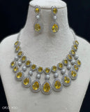 Elizabeth, elegant platinum finish Stone Necklace Set for Women -LR001DNS