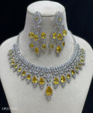 Rachelle , elegant platinum finish Stone Necklace Set for Women -LR001DNSR