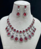 Elizabeth, elegant platinum finish Stone Necklace Set for Women -LR001DNS