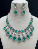 Elizabeth, elegant platinum finish Stone Necklace Set for Women -LR001DNS