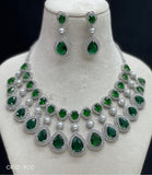 Elizabeth, elegant platinum finish Stone Necklace Set for Women -LR001DNS