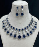 Elizabeth, elegant platinum finish Stone Necklace Set for Women -LR001DNS