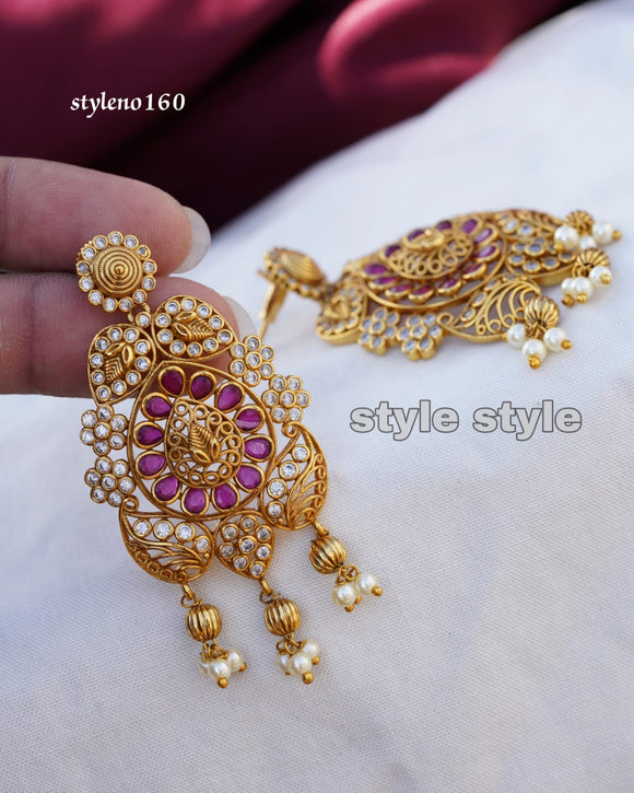 Bharathi  , elegant matte gold finish earrings for women -LR001EC