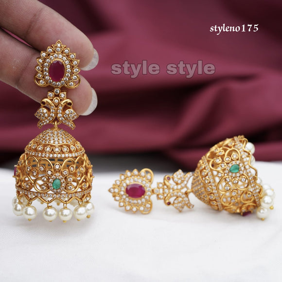 Kamini, elegant Matte Gold finish Temple Jumka earrings for women -LR001TJD