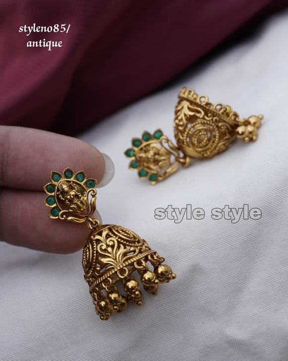 Lakhi, elegant Matte Gold finish Temple Jumka earrings for women -LR001TJR