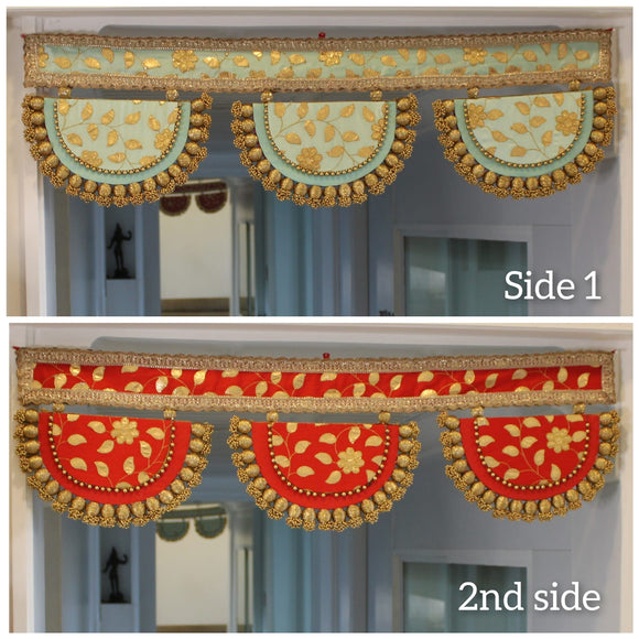 Red and Sea Green , Both Side Usable  Thoran For Door Decoration-MK001TRSG