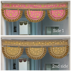 Gold and Rose Pink , Both Side Usable  Thoran For Door Decoration-MK001TGRP