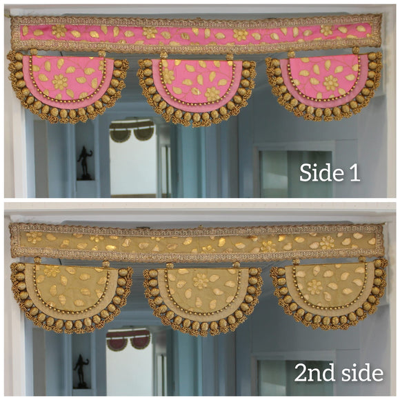 Gold and Rose Pink , Both Side Usable  Thoran For Door Decoration-MK001TGRP