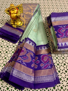 Pure Handloom Chanderi Silver Tissue Saree All over Weaving Buttas  in New Beautiful Combination-SRH001L