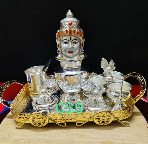 Anokhi , Elegant German Silver Amman Puja Combo-CZY001PC