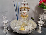 Anushka , elegant German silver Puja Set-SILLU001SC