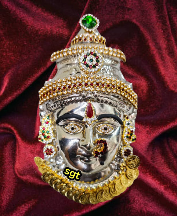 Amman Face , German silver washable face with special stone work done -SILLU001AF