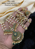 Poornima, Matte finish pearl Long necklace set for women -LR001PNSB