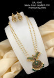 Poornima, Matte finish pearl Long necklace set for women -LR001PNSB