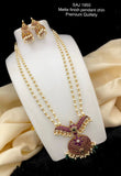 Poornima, Matte finish pearl Long necklace set for women -LR001PNSA