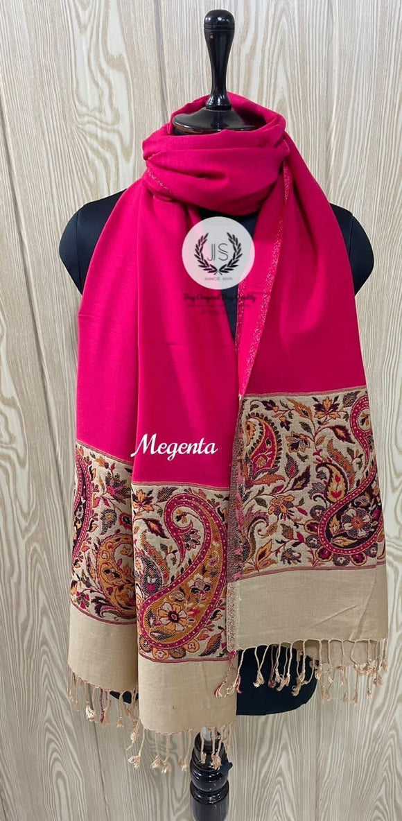 Magenta pink shade woolen stole for winter -GARI001WS