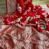 Karvachauth special Deep Red Banarasi semi Georgette Saree for Women -FOF001WBKC