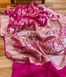 Magenta pink  Banarasi semi Georgette Saree for Women -FOF001WBGSMP