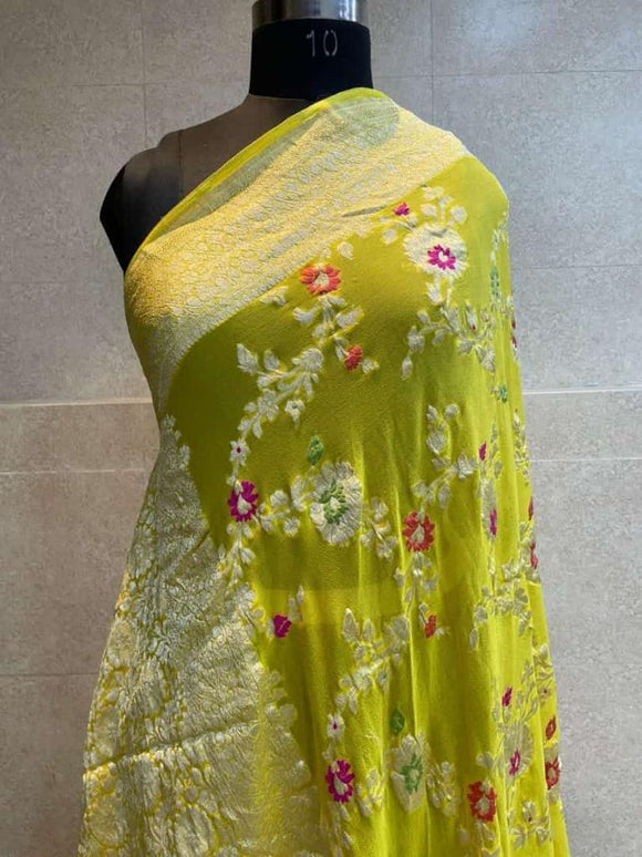 Yellow  Banarasi semi Georgette Saree for Women -FOF001WBGSY