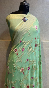 Agave Green  Banarasi semi Georgette Saree for Women -FOF001WBGSAG