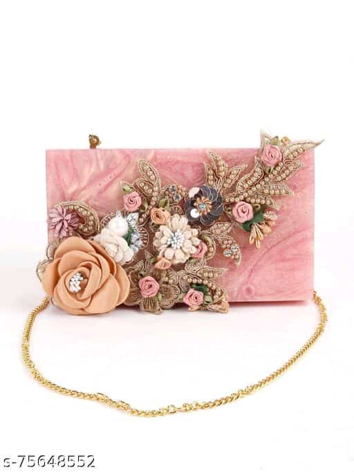 Pink Best Indian Handicraft resin type clutch bag for women -SUNE001CP