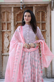 Navratri Special Pink  Bagru hand block printed  cotton designer Lehenga choli with mulmul Duppatta -JAY001CLP