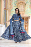 Navratri Special  Bagru hand block printed  cotton designer Lehenga choli with mulmul Duppatta -JAY001CLBL