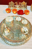 German silver antique Ghungroo thali set-LR001GPT