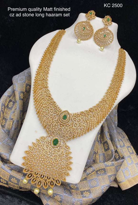 Pankuri , elegant white stone studded long necklace set for women -LR001LNSPLR