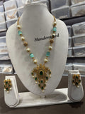 Nayantara , Elegant gold finish bead chain  with beautiful pendant and earrings for women -LR001BCN