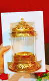 Gold plated German silver antique big size akhand diya with Glass cap-GRIH001AD