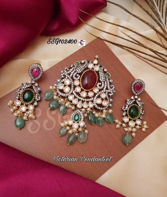 Elegant Victorial style pendant and earrings set for women -LR001VPS