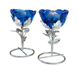 Pair of 2 ,  impressive German silver washable candle stand with led water sensor diyas-SILLU001