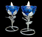 Pair of 2 ,  impressive German silver washable candle stand with led water sensor diyas-SILLU001