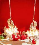 German silver antique chain hanging panchmukhi peacock  diya  pair with hanging  5 bell in each diya -ARTO001PD