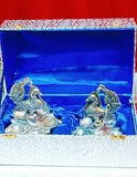 German silver antique chain hanging panchmukhi peacock  diya  pair with hanging  5 bell in each diya -ARTO001PD
