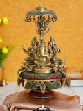 Revolving Carousel Ganesh, Saraswati & Lakshmi-MK001GLS