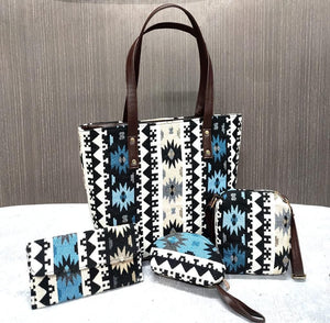 Blue  and white   Jacquard   Bag Combo for women-SAMAR001BCF