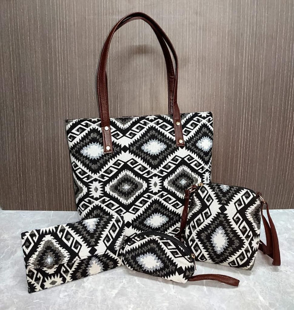 Black and white   Jacquard   Bag Combo for women-SAMAR001BCE