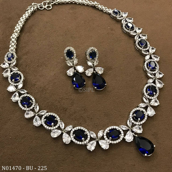 Hazel . elegant American diamond Necklace set of women -MOE001ADNSH